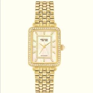 Anne Klein York 12/2332mpgb Tank Mother-of-pearl Dial Crystal Accented